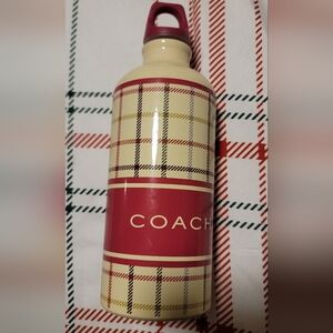 Coach Plaid Cream and Red Thermos